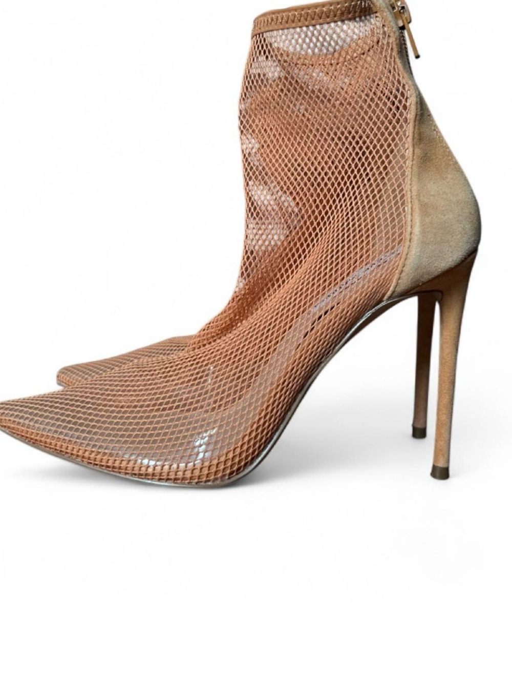 Steve Madden Women's Mesh Pointed-Toe Stiletto Bootie in Nude/Apricot